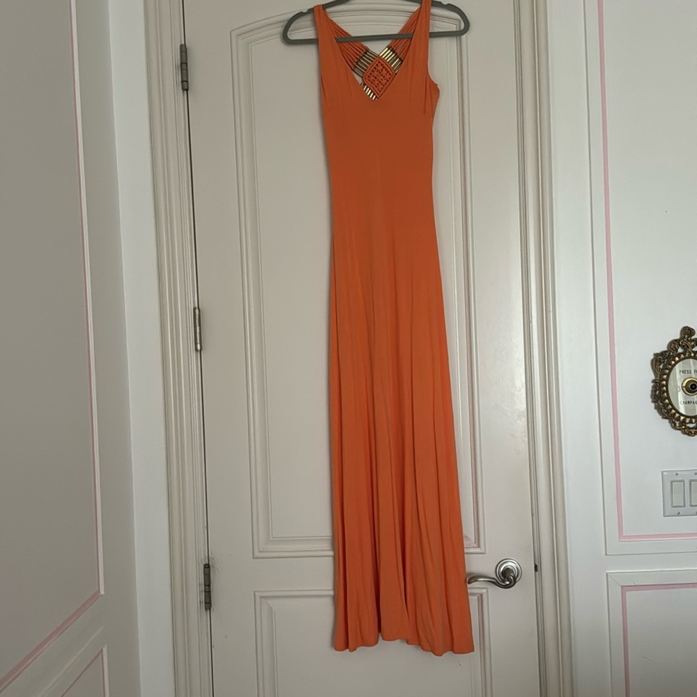 Bebe orange stretch maxi dress